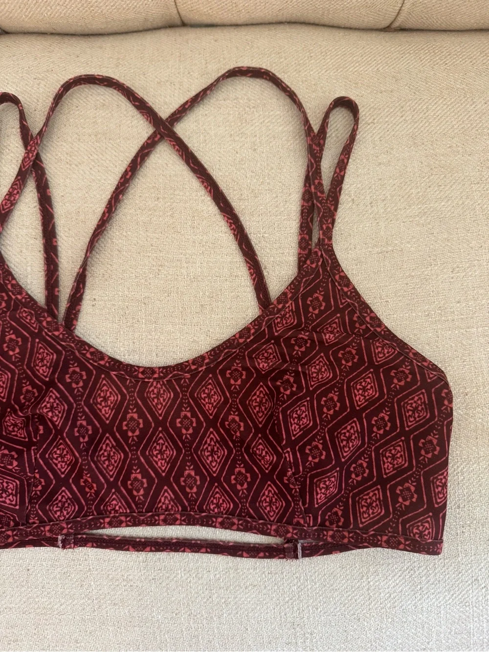 Urban Outfitters Burgundy Geometric Strappy Bralette Size M